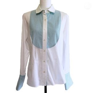 NWT Saks fifth avenue signature label seersucker tuxedo button down shirt.